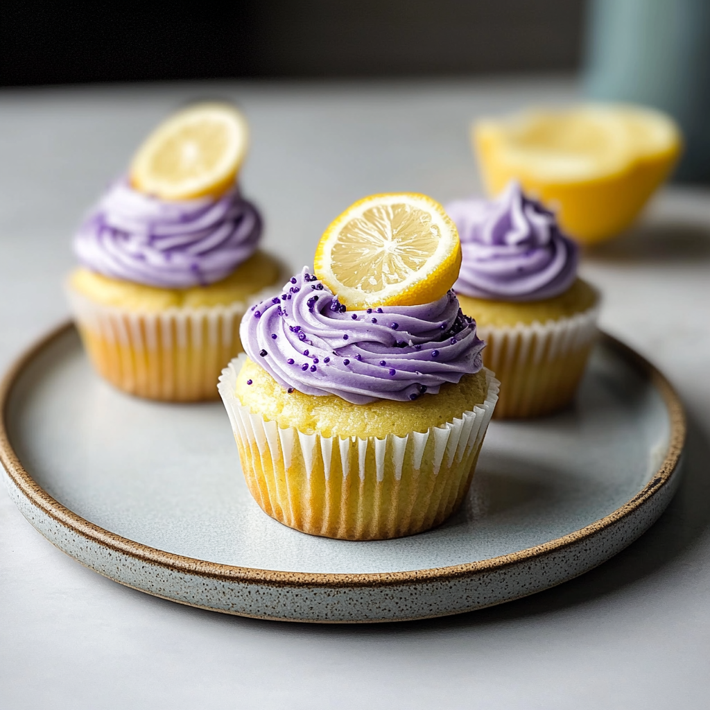 Recipe preparation for Lemon Poppy Seed Cupcakes with Lavender Frosting