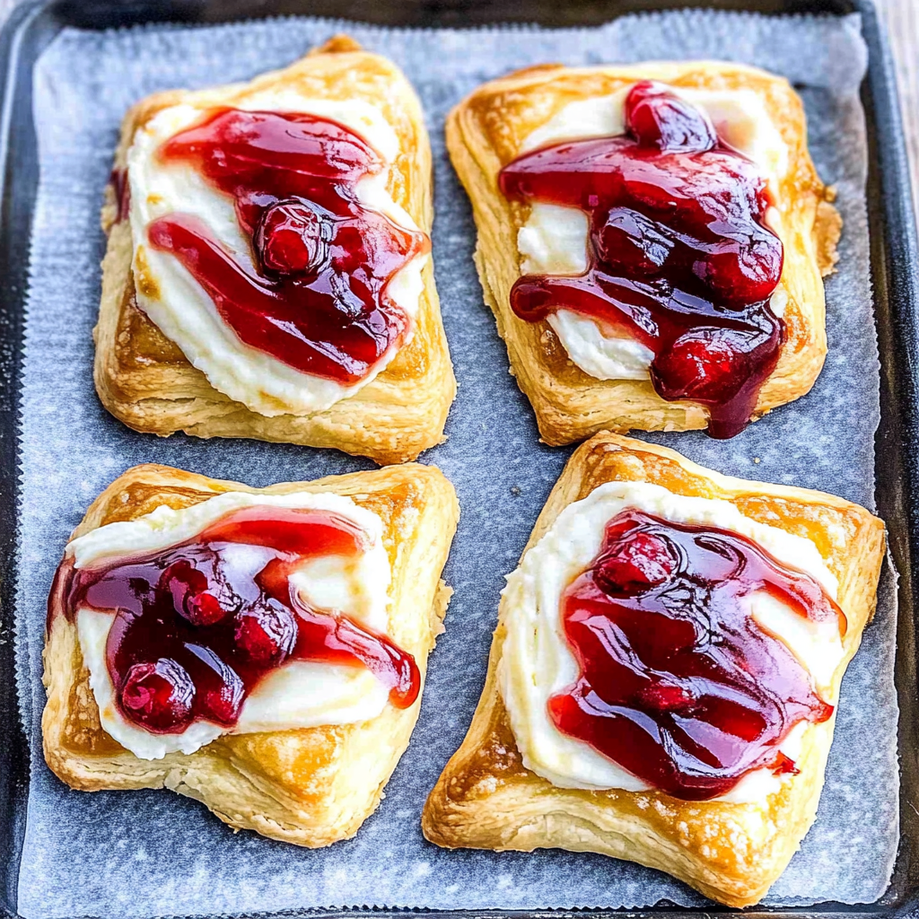 Recipe preparation for Danish Pastries with Cream Cheese & Cherries