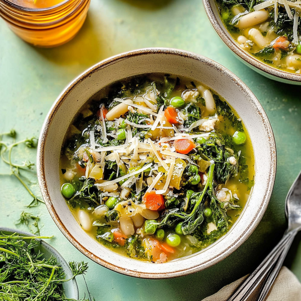 Recipe preparation for Minestrone with Spring Greens
