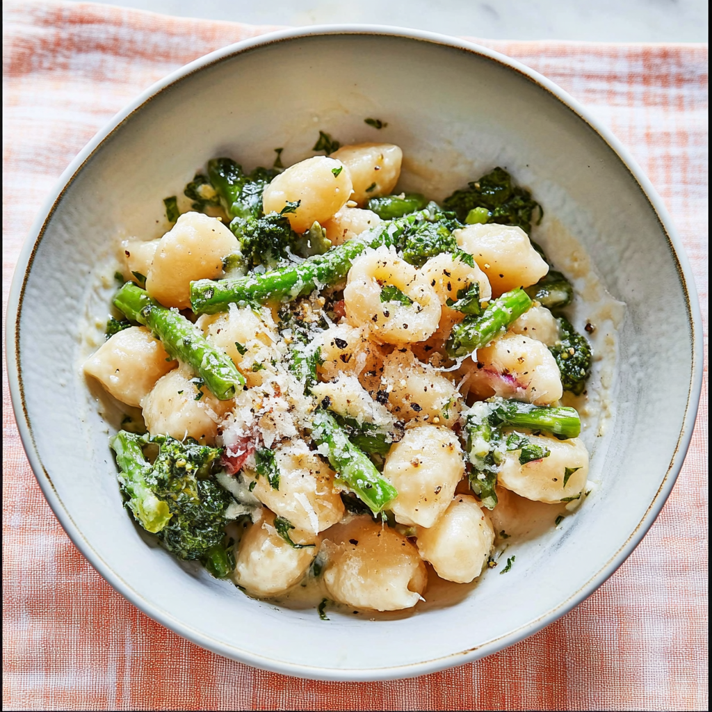 Recipe preparation for Gnocchi Primavera