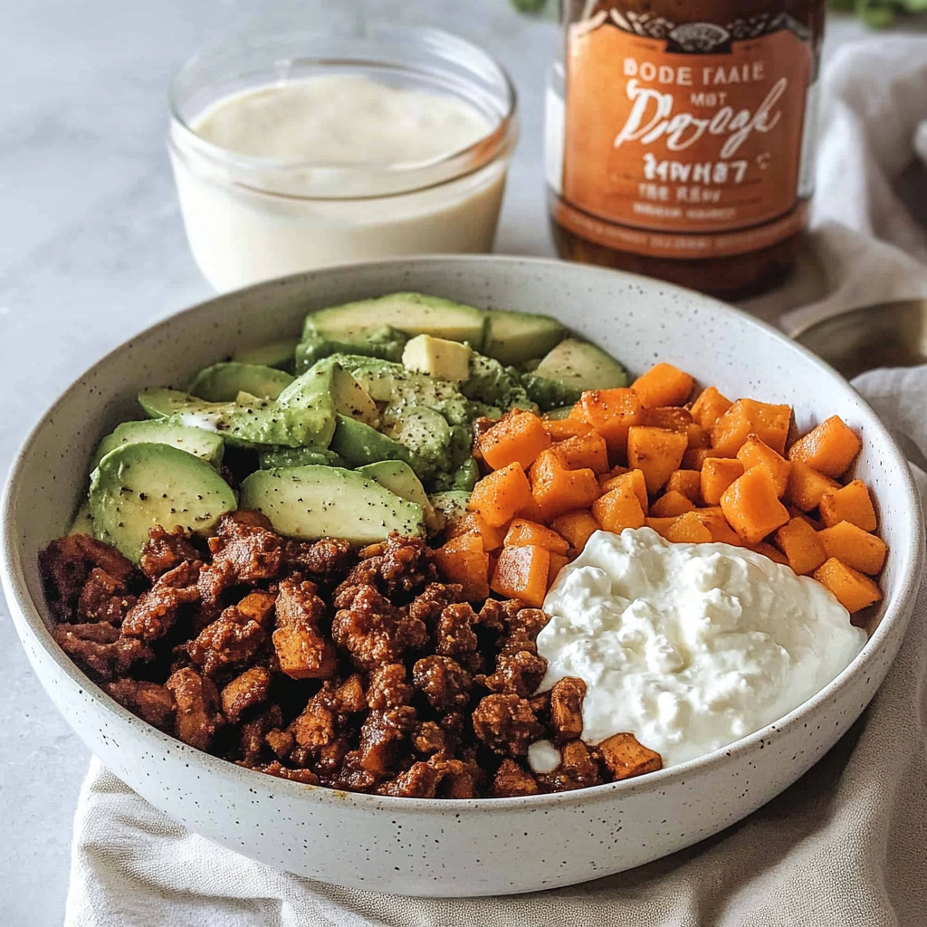 Recipe preparation for Cottage Cheese & Hot Honey Sweet Potato