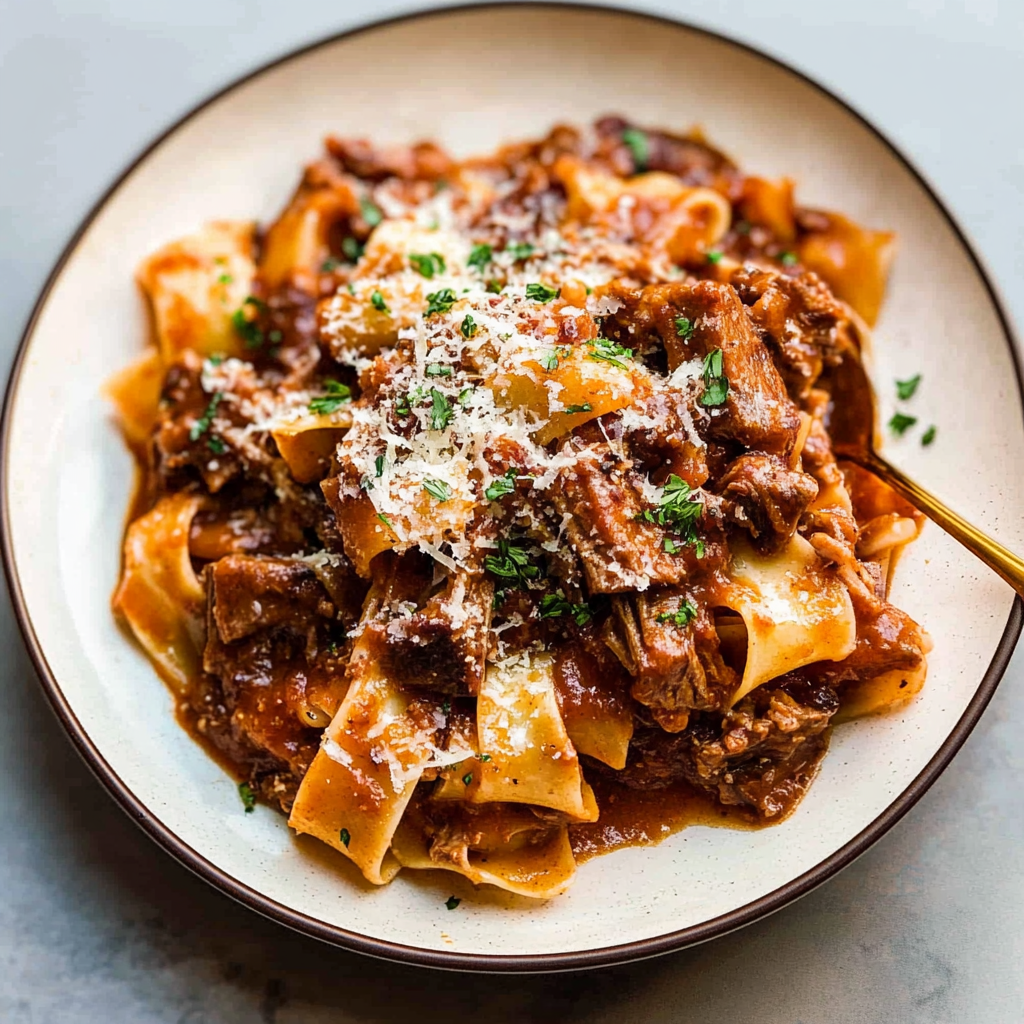 Recipe preparation for Braised Beef and Pork Ragu