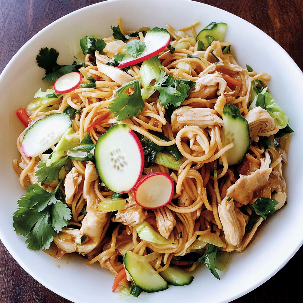 Recipe preparation for Chicken Scallion Noodles