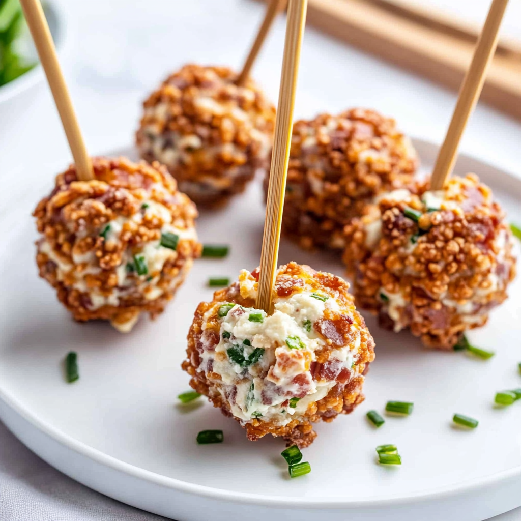 Recipe preparation for Cheeseball Bites on Pretzel Stick