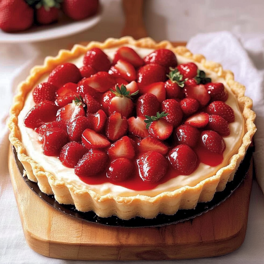 Recipe preparation for Easy Strawberry and Cream Cheese Tart