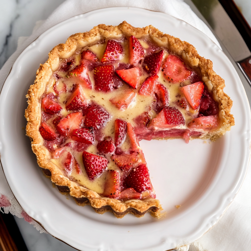 Recipe preparation for Easy Rhubarb Tart with Strawberry Glaze