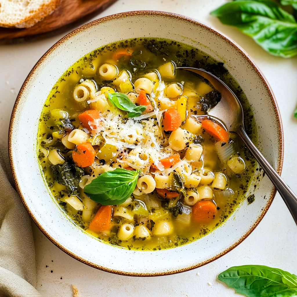 Recipe preparation for Spring Minestrone Soup with Ditalini