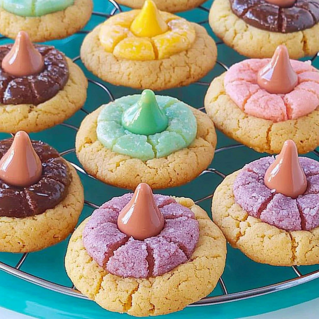 Recipe preparation for Hershey's Kisses Springtime Thumbprint Cookies