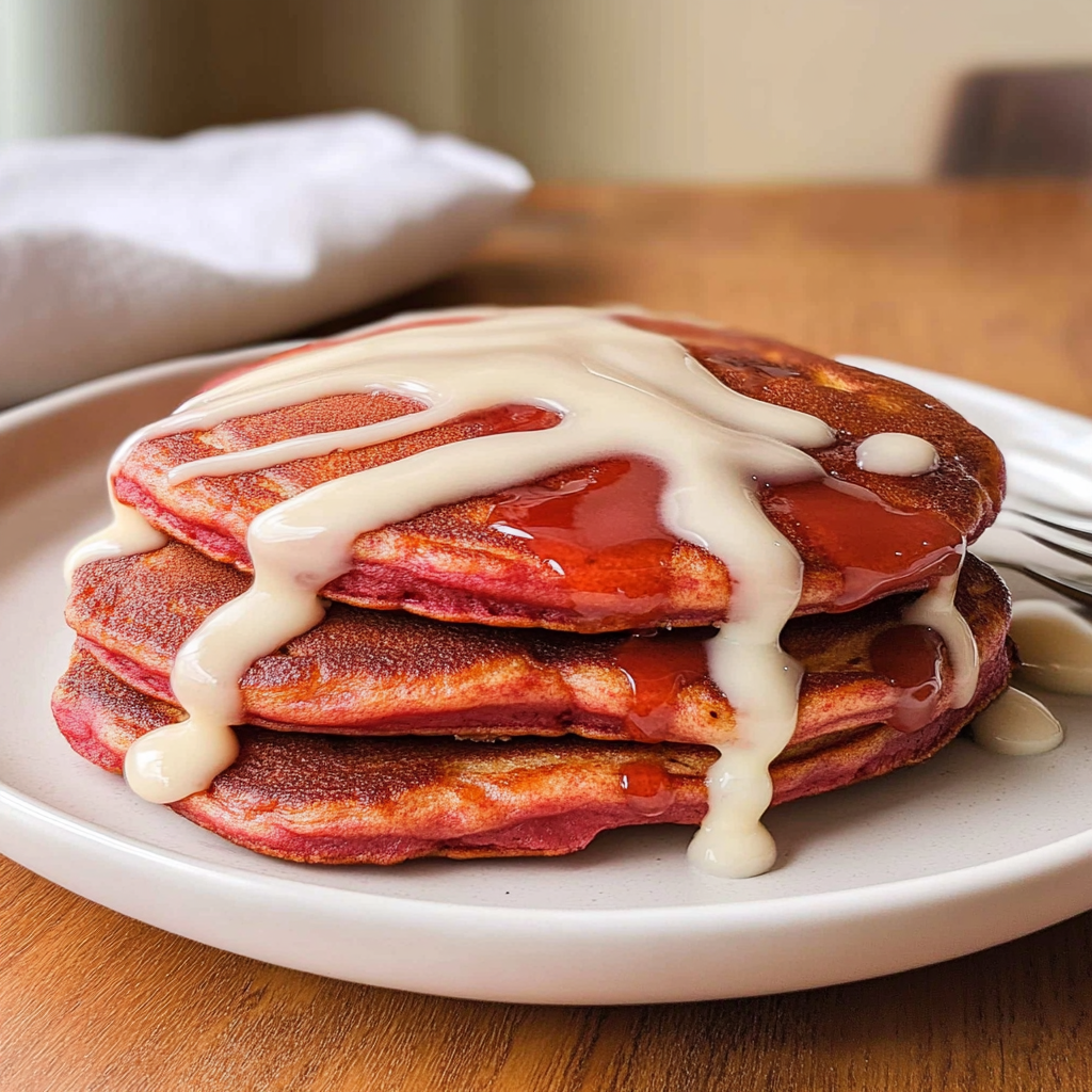 Recipe preparation for Red Velvet Pancakes