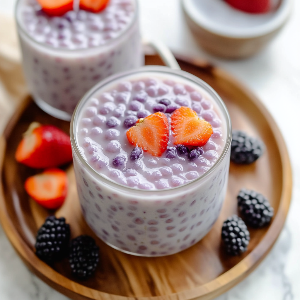 Recipe preparation for Purple Sweet Potato Sago