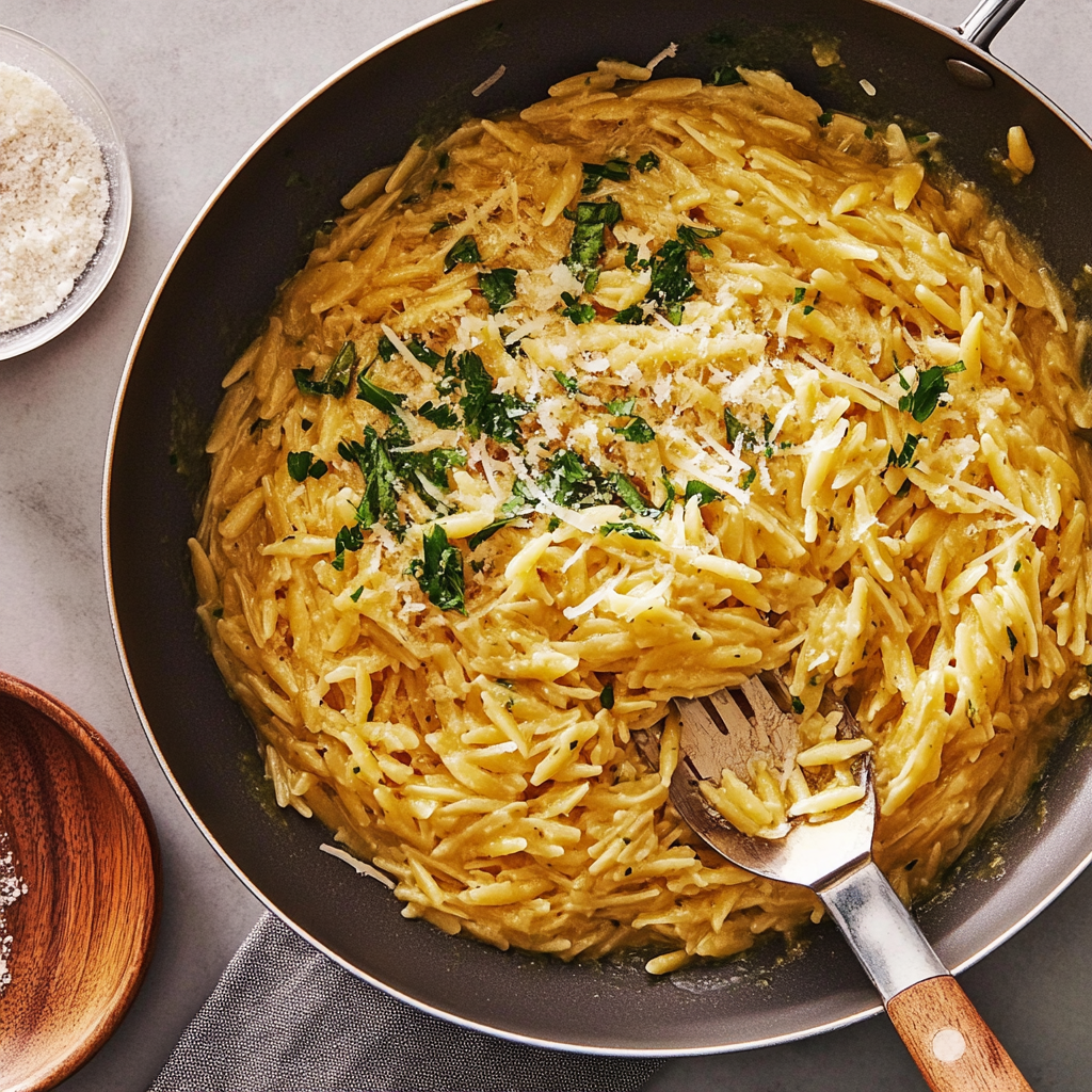 Recipe preparation for Orzo Al Limone