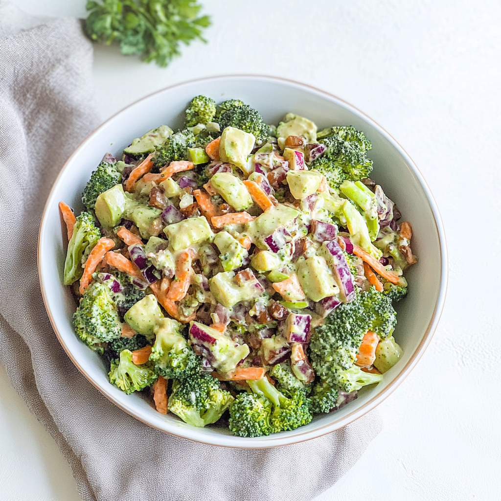 Recipe preparation for Creamy Broccoli Carrot Salad