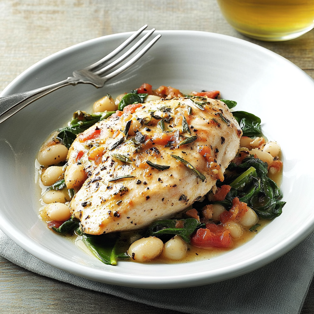 Recipe preparation for Rosemary Chicken With Spinach