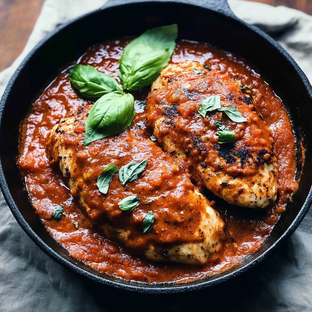 Recipe preparation for Creamy Tomato Basil Chicken