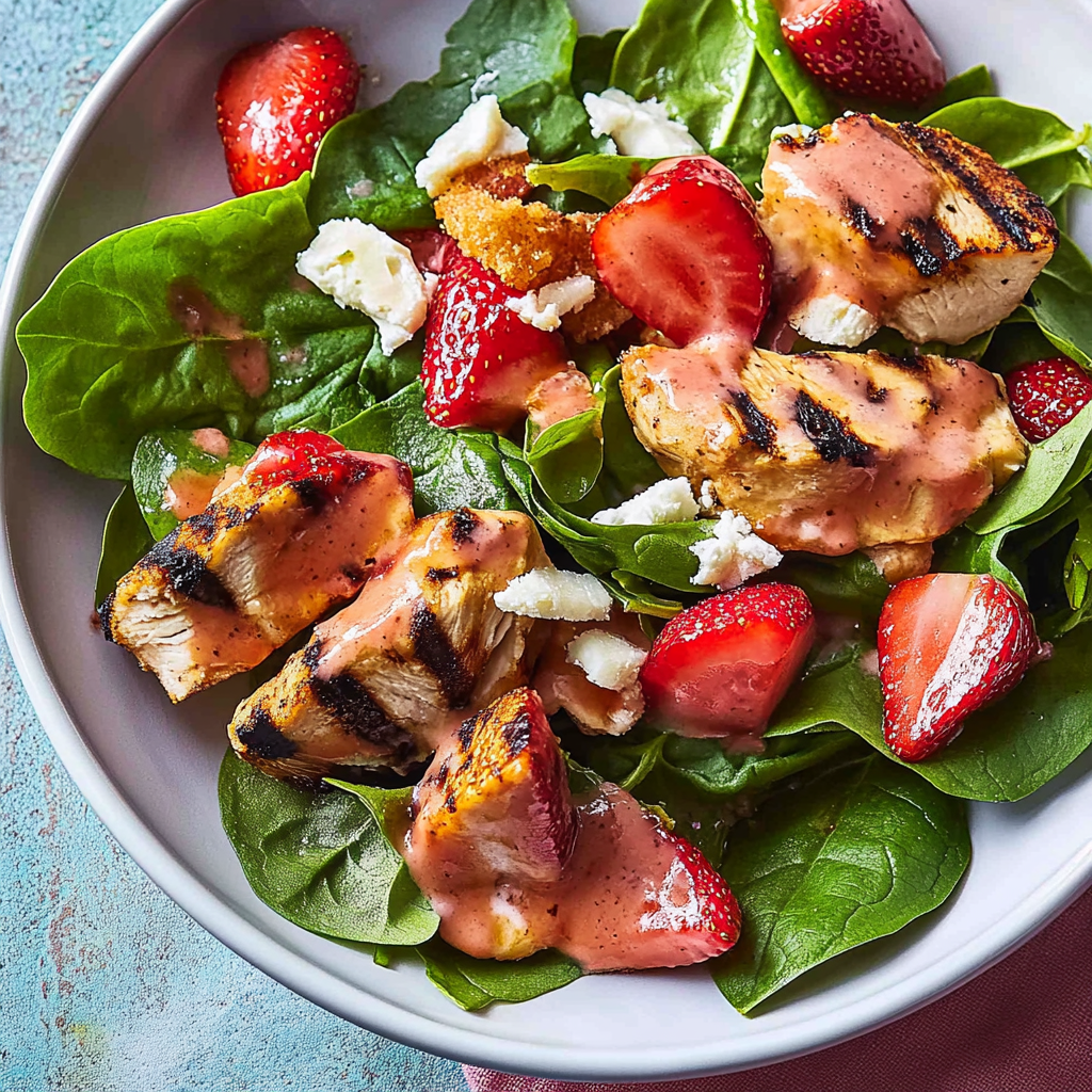 Recipe preparation for Chicken and Strawberry Spinach Salad