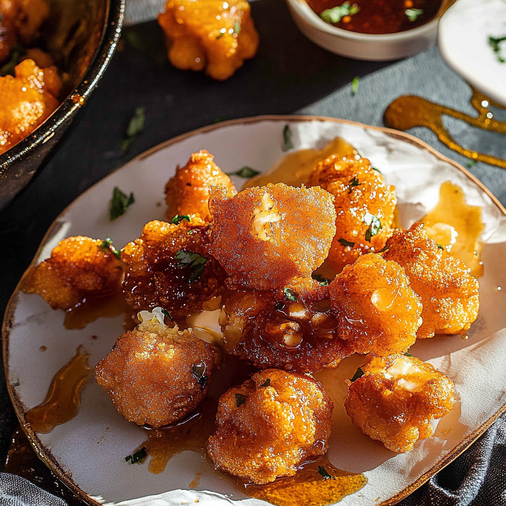 Recipe preparation for Crunchy Baked Hot Honey Cauliflower