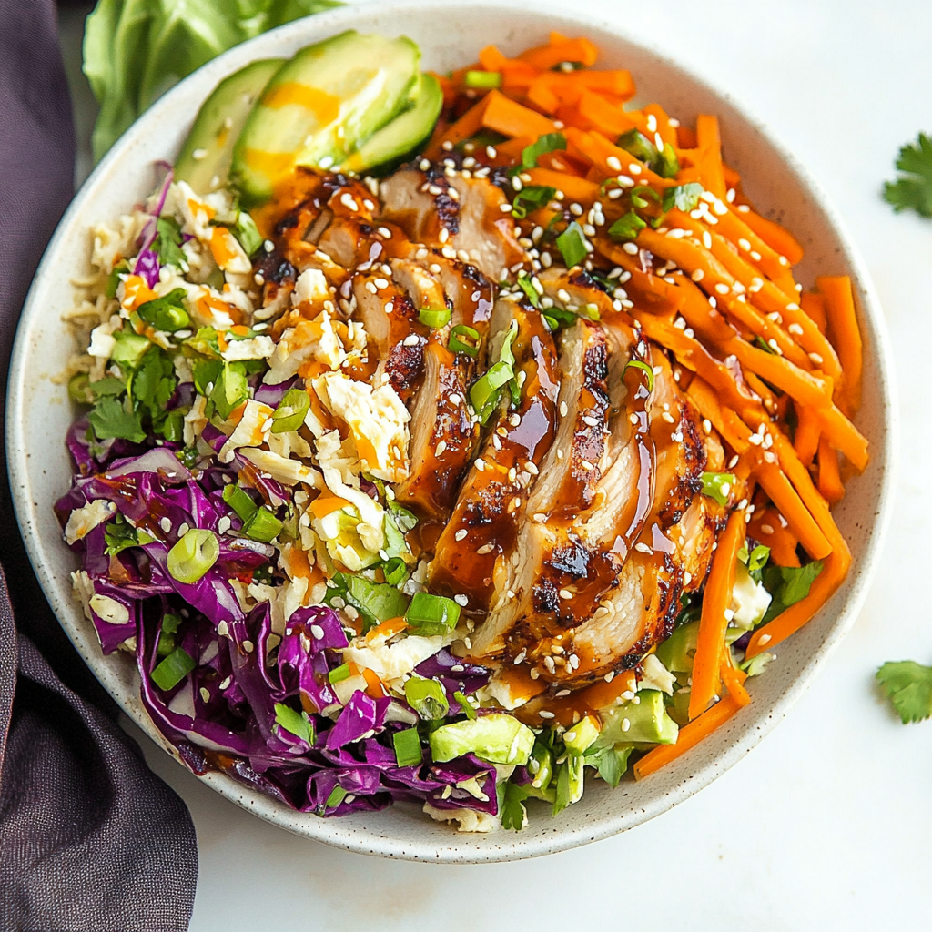 Recipe preparation for Sesame Ginger Orange Chicken Salad