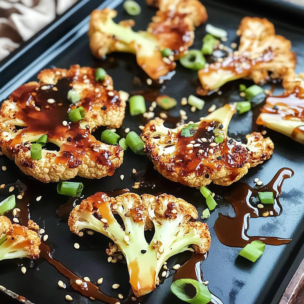 Recipe preparation for Spicy Maple Miso Roasted Cauliflower Steaks