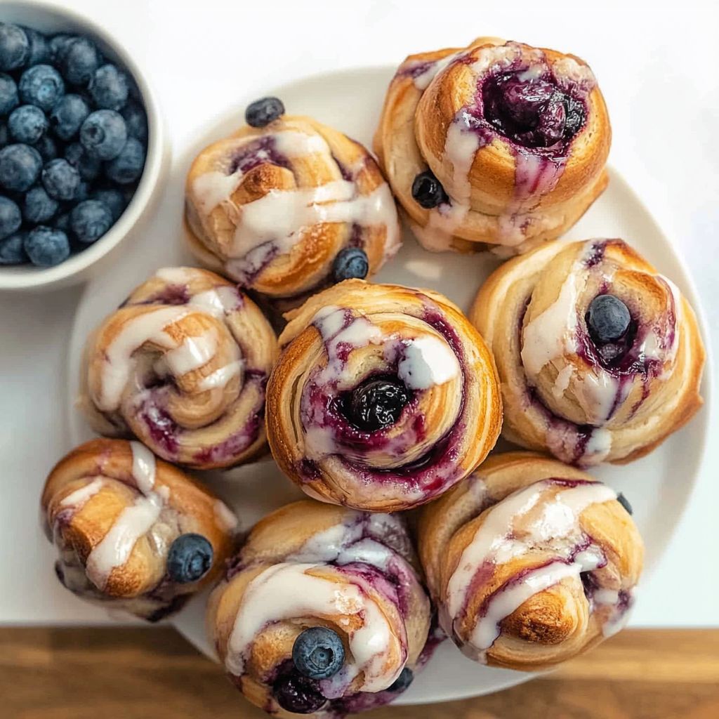 Recipe preparation for Knotted Lemon Blueberry Rolls