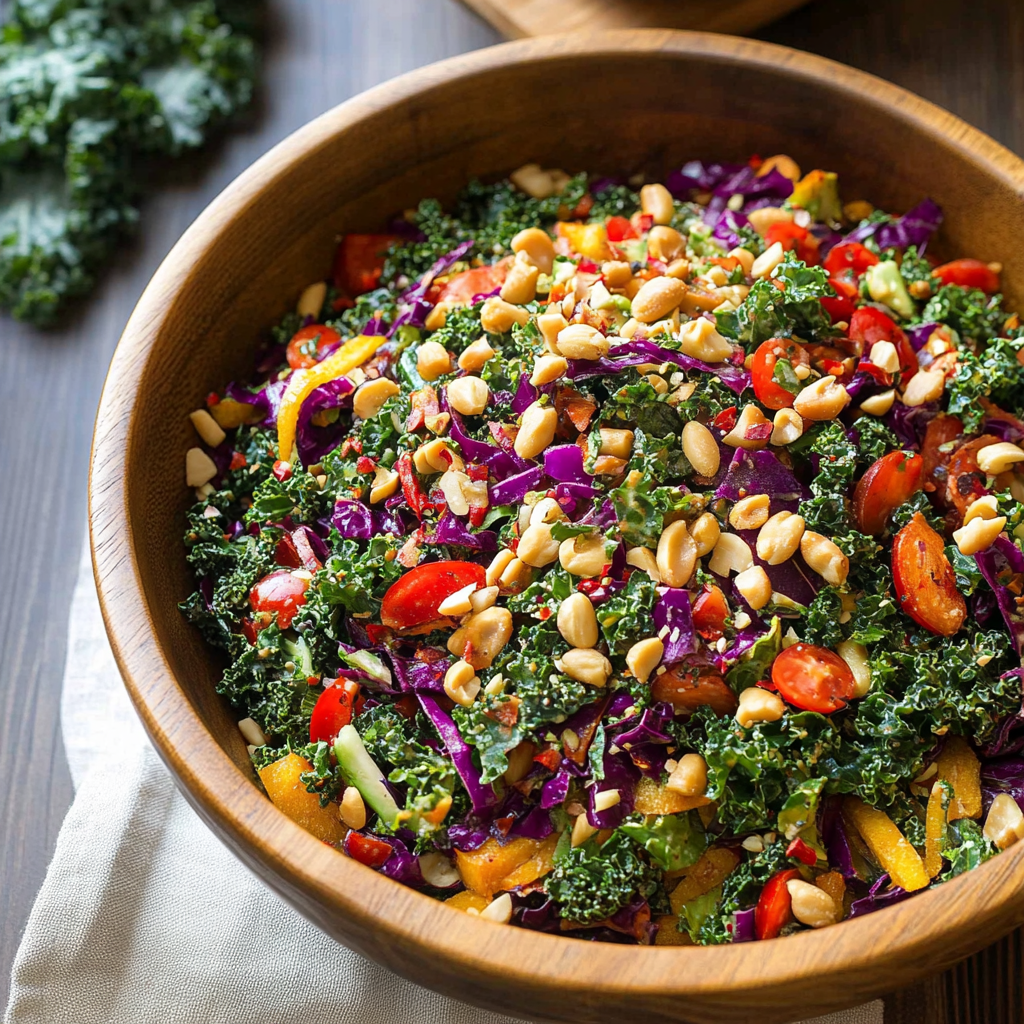 Recipe preparation for Rainbow Kale Salad