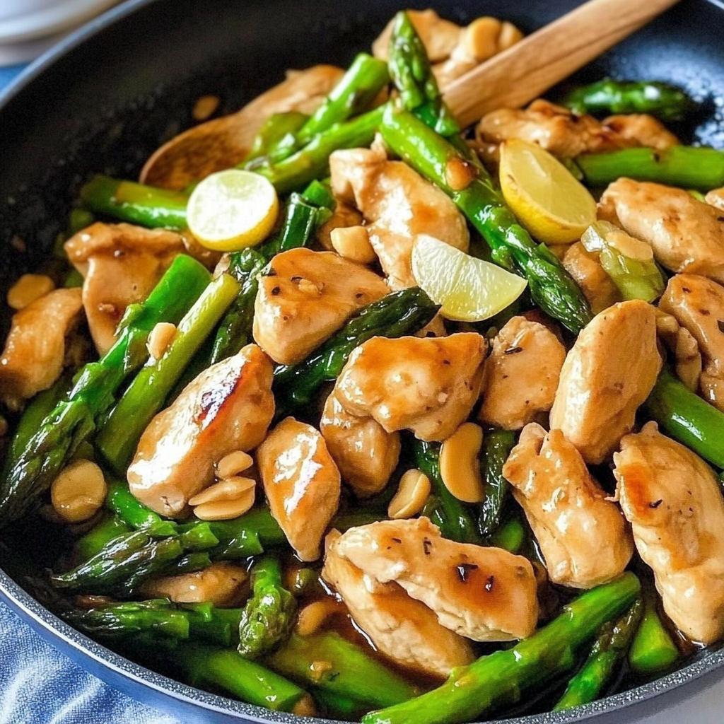 Recipe preparation for Cashew Chicken and Asparagus Stir Fry