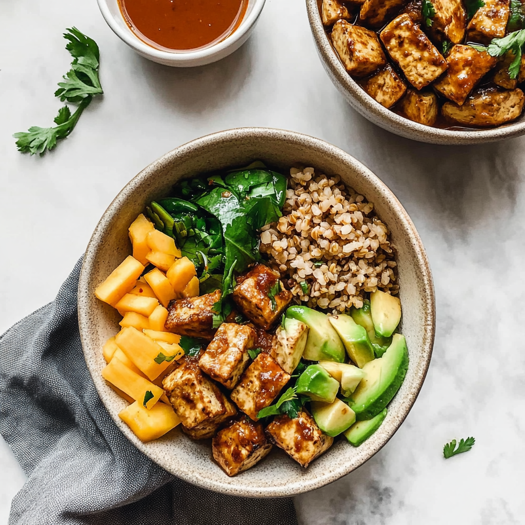 Recipe preparation for Jerk Tofu Grain Bowls