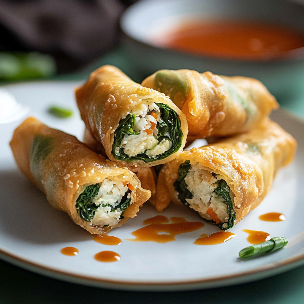 Recipe preparation for Spinach Artichoke Spring Rolls