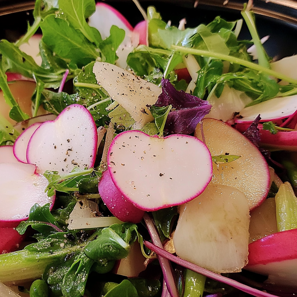 Recipe preparation for Hakurei Turnip Pea and Radish Salad